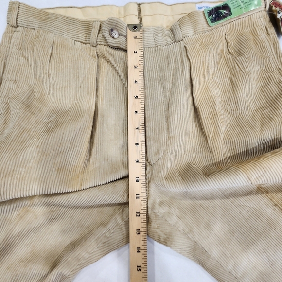 NWT Boston Traders Corduroy Pants Mens 36x37 Khaki Raw Hem Vintage Deadstock - Picture 10 of 13